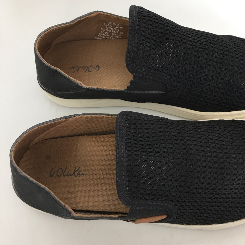 Olukai Pehuea Black Mesh Slip On Sneakers Shoes Womens Size 8 20271-4040 Casual - Picture 12 of 15
